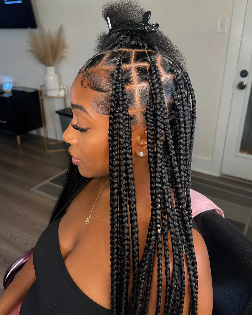 Knotless braids at Thirtytw2 hair salon in Philadelphia, PA